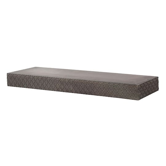 Large Black Rustic Embossed Wood Floating Wall Shelf